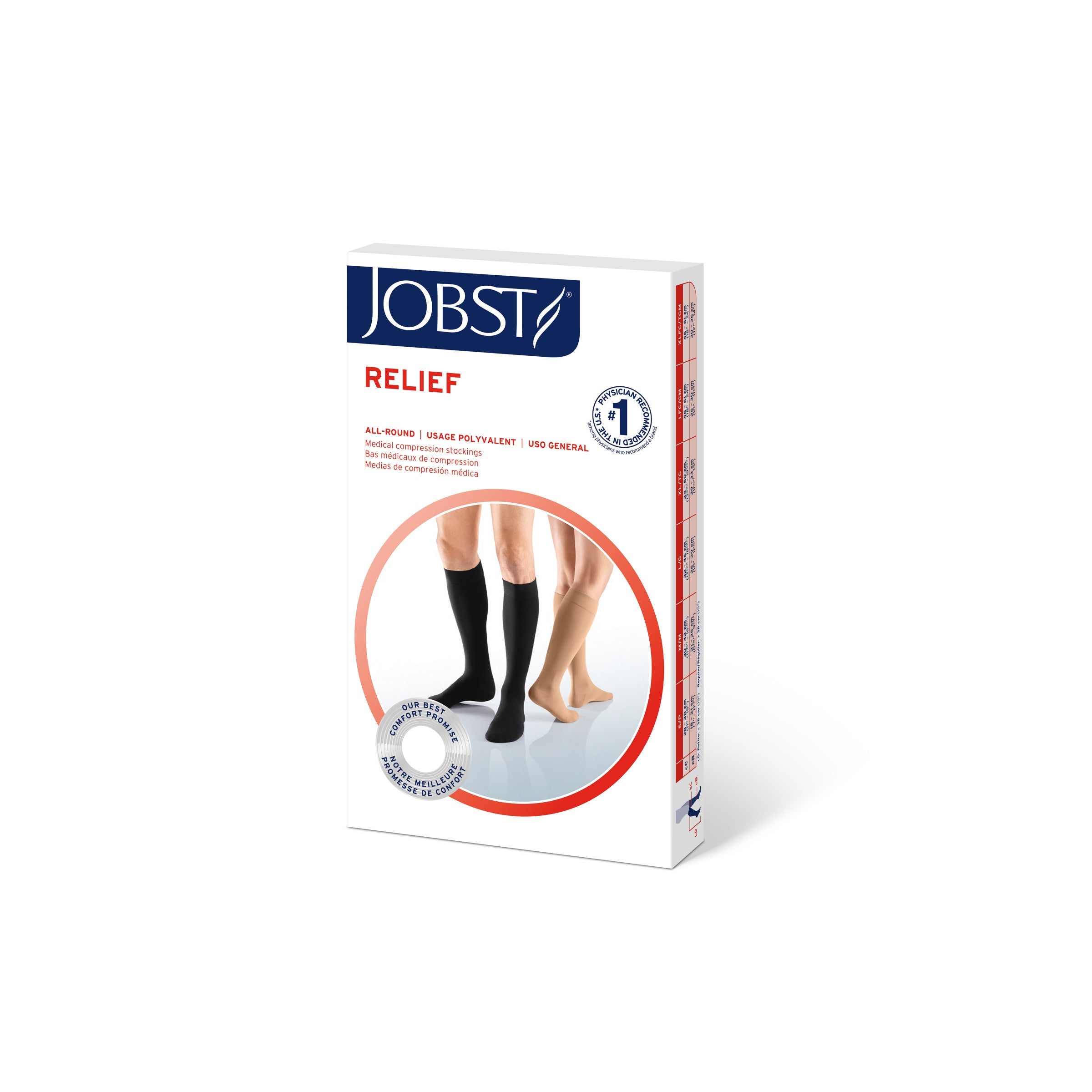 Jobst Relief compression stocking packaging on a white background