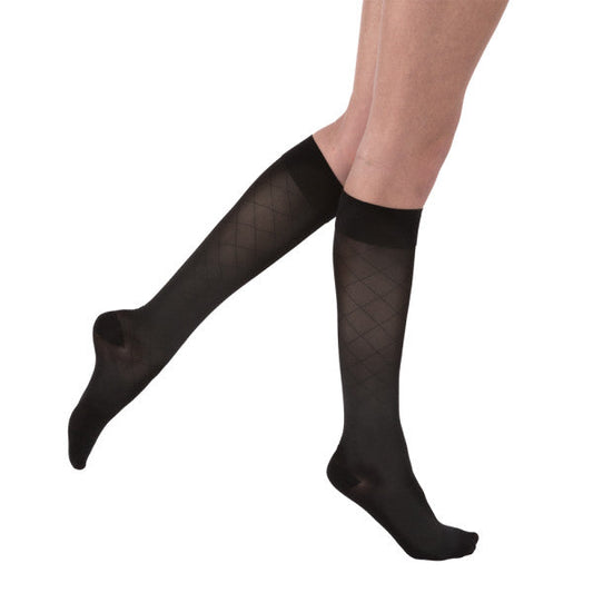 JOBST® UltraSheer Women's 15-20 mmHg Diamond Knee High, Classic Black
