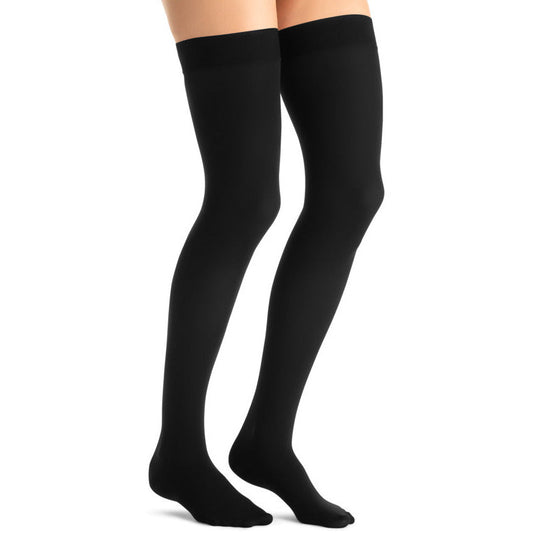 JOBST® Opaque Women's 30-40 mmHg Thigh High w/ Silicone Dotted Top Band, Classic Black