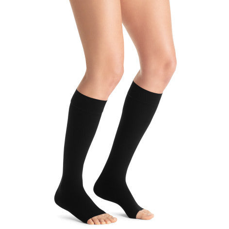 JOBST® Opaque Women's 20-30 mmHg OPEN TOE Knee High, Classic Black