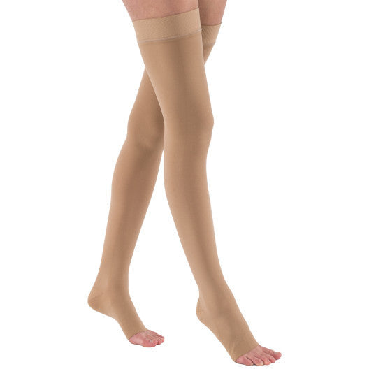 JOBST® Relief 15-20 mmHg OPEN TOE Thigh High w/ Silicone Top Band, Beige